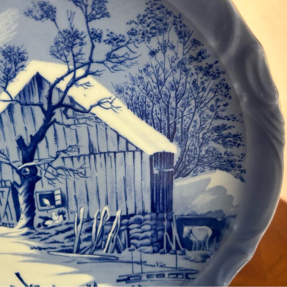 Currier and Ives set of 2 Winter Plates, Farmer's Home Winter, Homestead, Farm - Picture 9 of 12